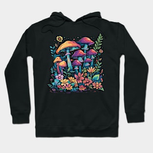 Goblincore Cozy Purple Dark Cottagecore Mushroom Floral Hoodie